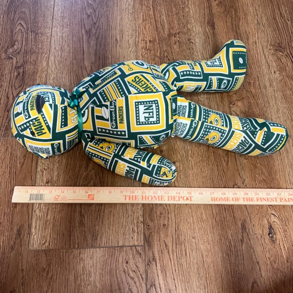 Green‎ Bay Packers Plush homemade Stuffed Teddy Bear Football Green Gold 24